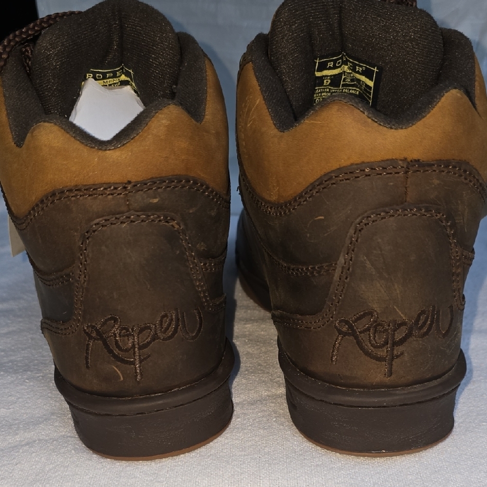 Roper Men's Dark Brown Horseshoe Leather Walking Boots Size 9 - Picture 4 of 16